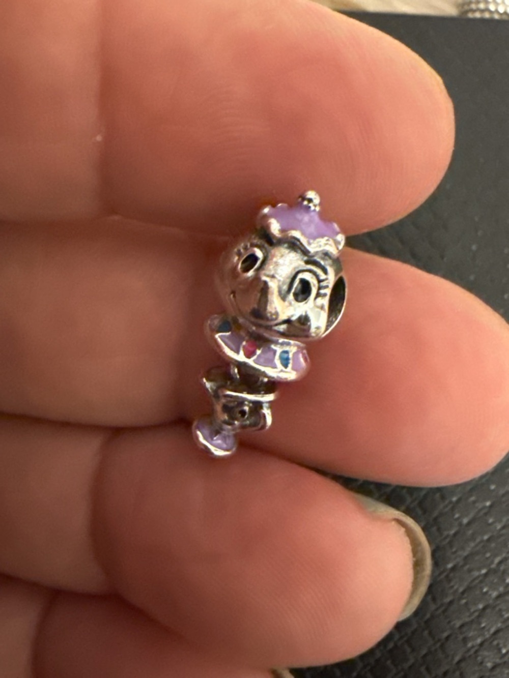 Silver-tone Purple Enamel Character Charm